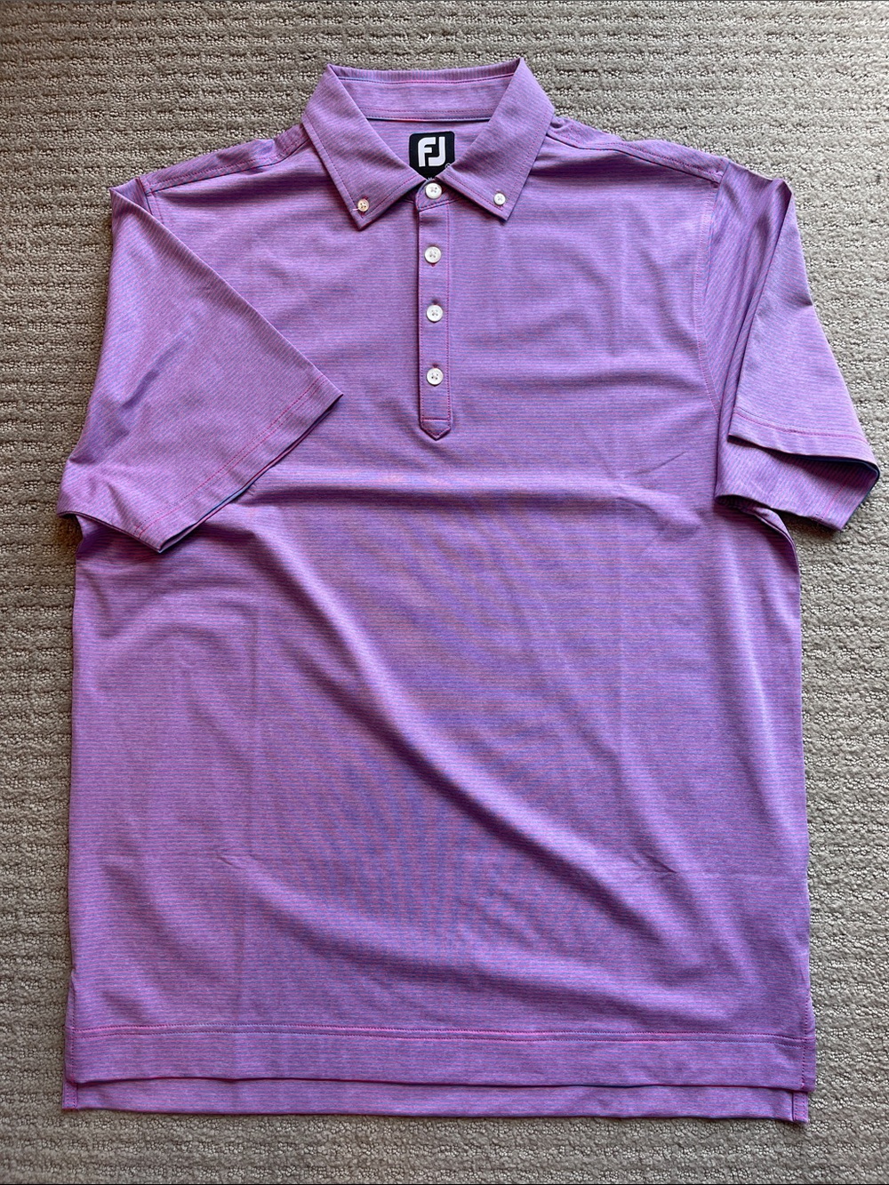FootJoy Men’s Pinkish and Blue Button-Down Golf Polo